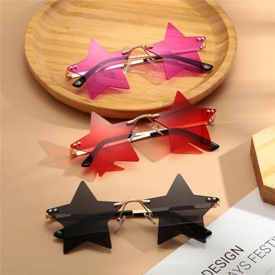 Lunettes Pentagramme Mignonnes pour Femmes & Hommes Lunettes de Soleil Lunettes de Soleil Sans Monture Forme Étoile Lunettes de Fête