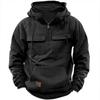 2025 Men's Autumn/Winter Hooded Solid Color Workwear Sweatshirt Jacket