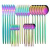 Black Gold Cutlery Set Knives Dessert Fork Tea Spoon Flatware Dinnerware Stainless Steel Dinner Silverware Kitchen Tableware Set
