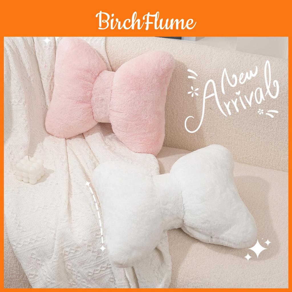 Modern Minimalist Bow Plush Throw Pillow With Embroidered Bunny Bow For Living Room Decor