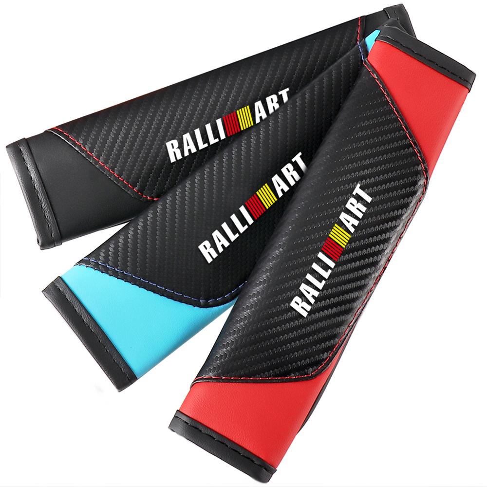 1/2Pcs Car Safety Belts Covers Leather Auto Seatbelt Shoulder Protector Cushions For Mitsubishi 9 Ralliart ASX L200 Colt Pajero
