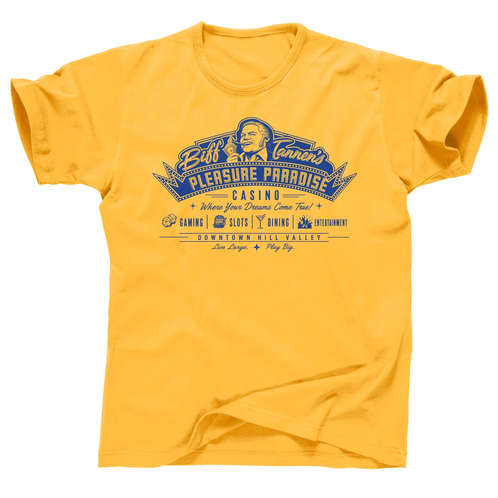 Biff s Pleasure Paradise Casino Back to the Future 2 Alternate 1985 Biff Tannen Grays Sports Almanac Marty George McFly Tee T Shirt M
