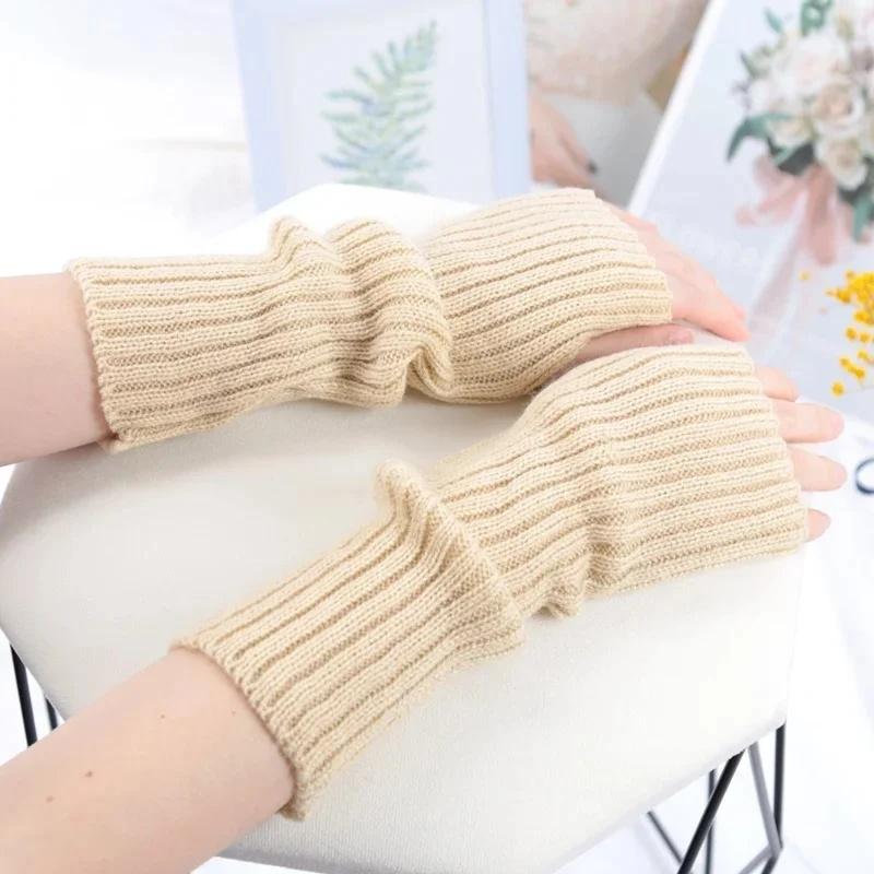 1/2/4pairs Women Long Fingerless Gloves Winter Warmer Mitten Arm Sleeve Casual Soft Girl Goth Clothes Punk Cosplay Accessories