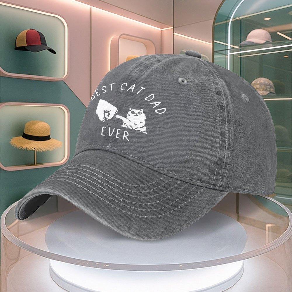 Best Cat Dad Ever Fist Baseball Cap Vintage Curved Brim Adjustable Dad Hat For Men Women Running Leisure