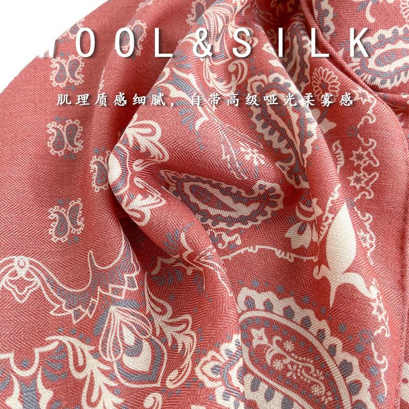 Mulberry Silk 61 Silk Wool Scarf High-end Square Scarf Light Luxury High-end Scarf Shawl Silk Scarf