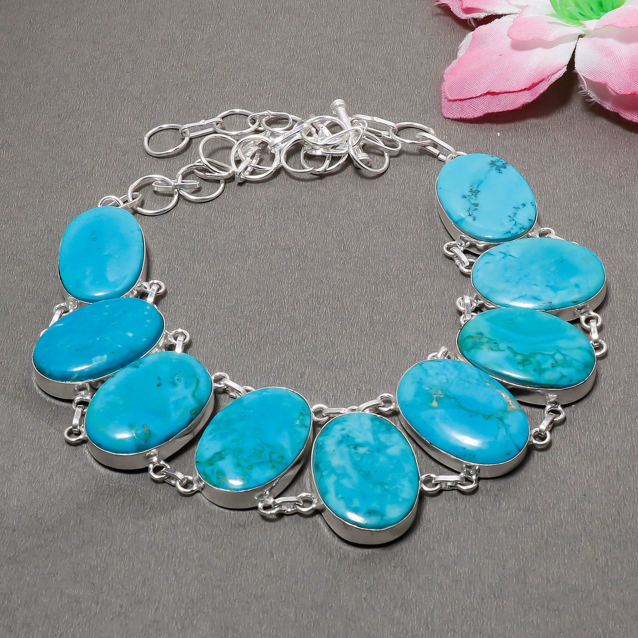 

Ожерелье из серебра 925 пробы с тибетским бирюзовым камнем 18 дюймов