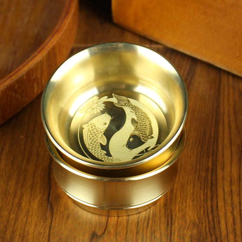 Brass Koi Small Water Cup Office Tea Set Tea Ceremony Home Water Supply Cup Pure Copper Copper Metal Crafts Wine Cup