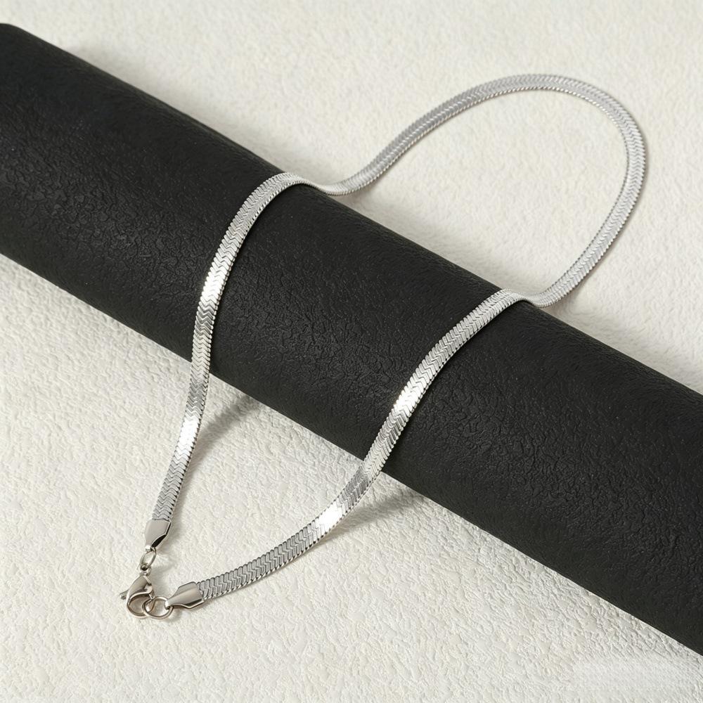 Gold Plated Titanium Steel Snake Bone Chain Necklace - Color Retention, Multiple Specifications, Pendant Included
