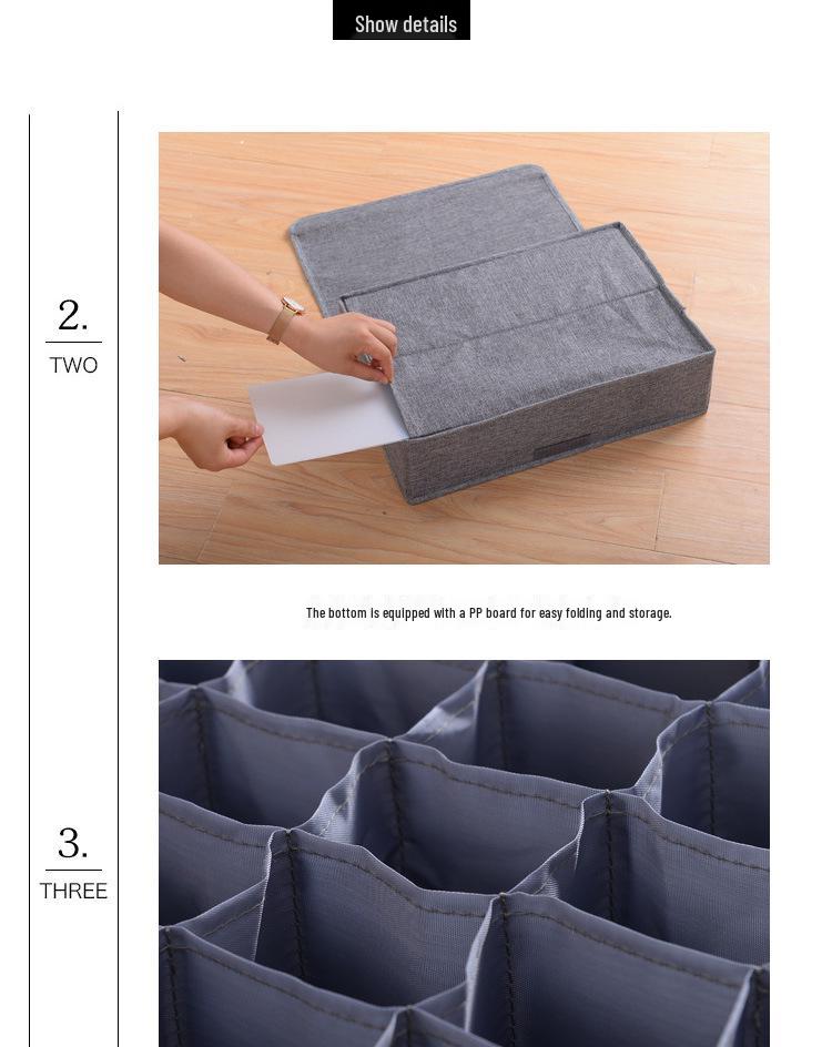 Foldable Fabric Storage Box - Dustproof Multi-Compartment Organizer for Underwear, Socks, Lingerie