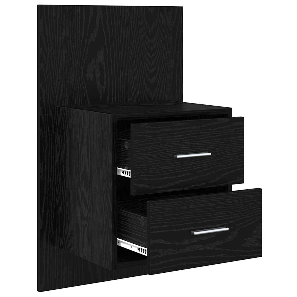 Wall Mounted Nightstand 2 Pcs Black Oak Effect