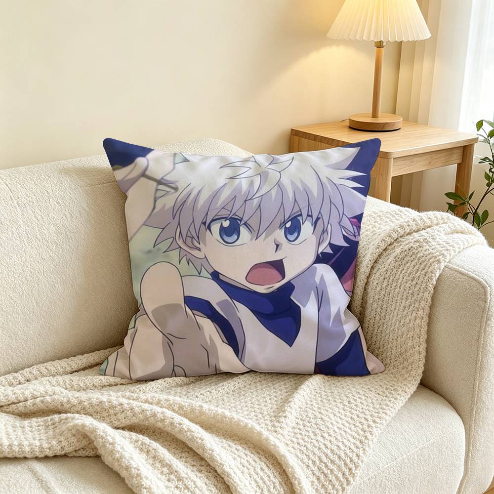 H-Hunter x Hunter Killua Zoldyck Pillow Case Square Double-Sided Sofa Cushion Cover Bedroom Bedside Pillow