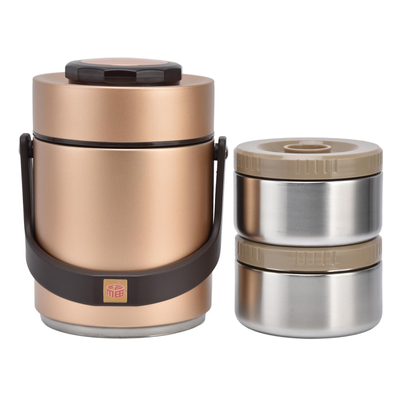 

Изолированный ланч-бокс большой вместимости 1,5 л, портативный вакуумный бенто-бокс из нержавеющей стали для сохранения тепла L золотистый