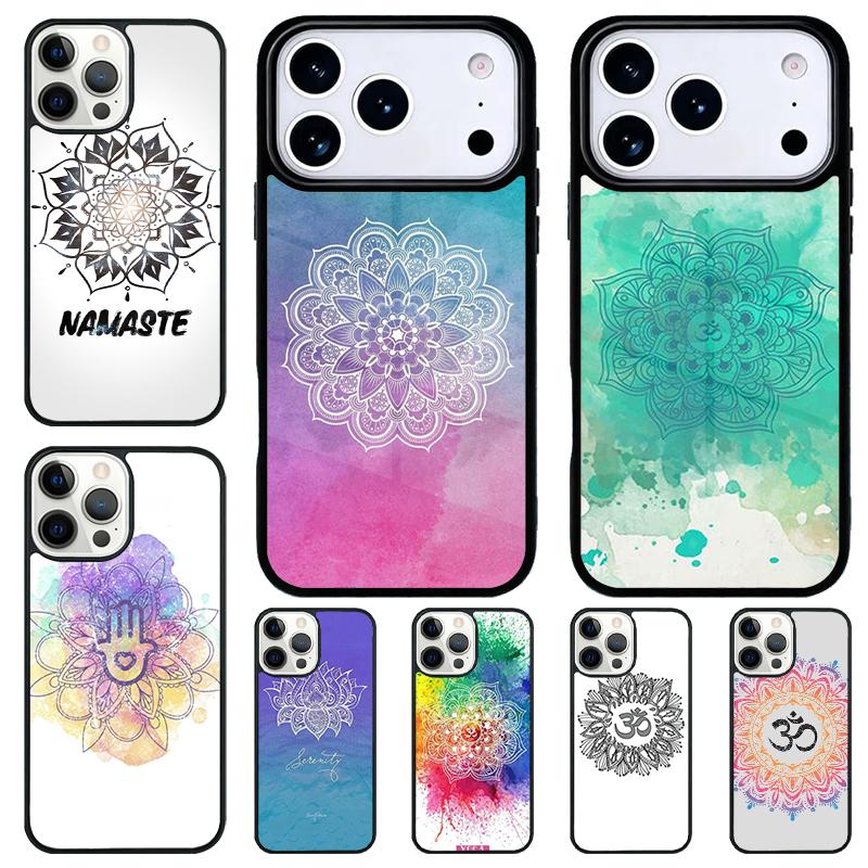 Yoga Om Namaste Mandala Colourful Design Shockproof Phone Case for iPhone 17 Air 16e 15 11 12 14 13 Pro Max Cover Coque
