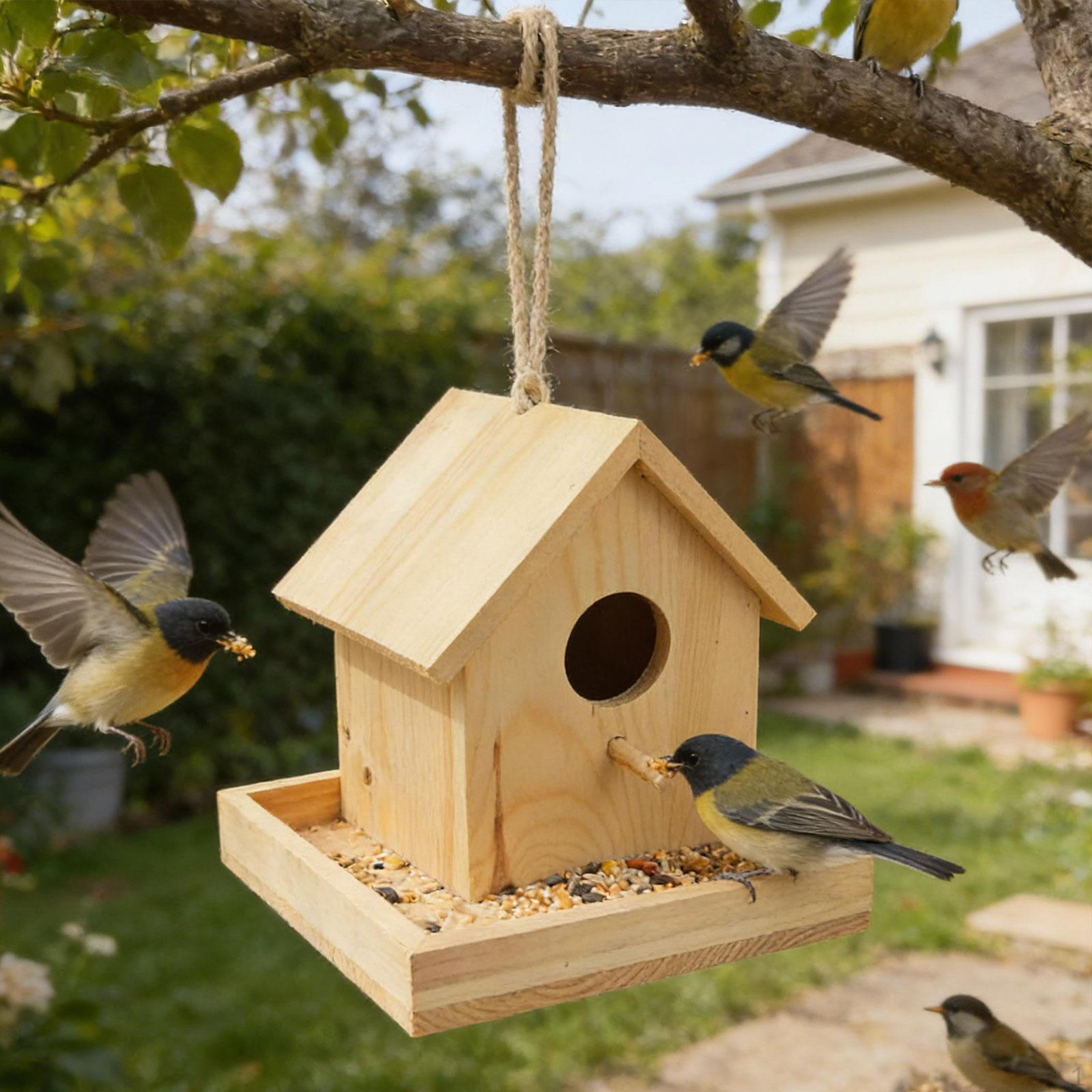 

Bird House for Outside Birdhouse Decorative Rustic Wooden Hanging Nest Box Garden Cardinals Yard