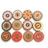 50PCS 20MM Mixed Random Flower Painting Round 2 Holes Wood Wooden Buttons for Sewing Crafting