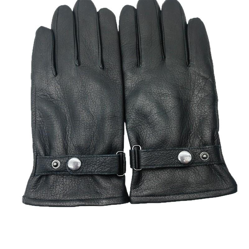 Men's Deer Grain Lambskin Leather Gloves - Outdoor, Plus Velvet Lining