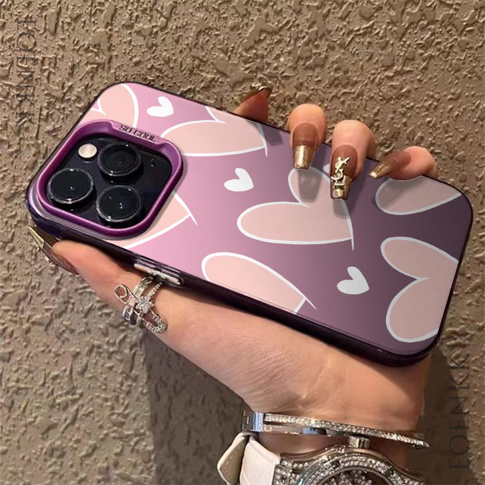 Luxury Love Heart Silver Phone Case For Samsung Galaxy S25 S24 Ultra S23 S22 FE S21 S20 Ultra Plus FE A25 A35 A55 5G Cover