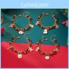 Christmas Necklace And Bracelet Set With Santa Claus Reindeer Bells And Snowman Pendant For Holiday Gift Giving
