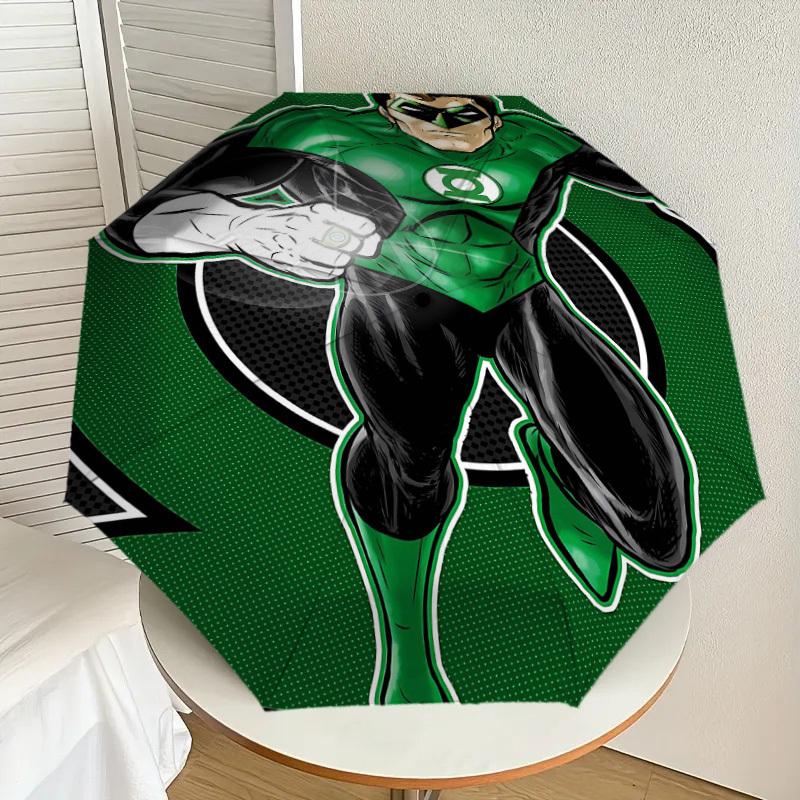 1pc Green Lantern Automatic Open/Close Umbrella Compact Folding Umbrella with 8-Rib Shaft lightweight esign, for Women/Men1205A
