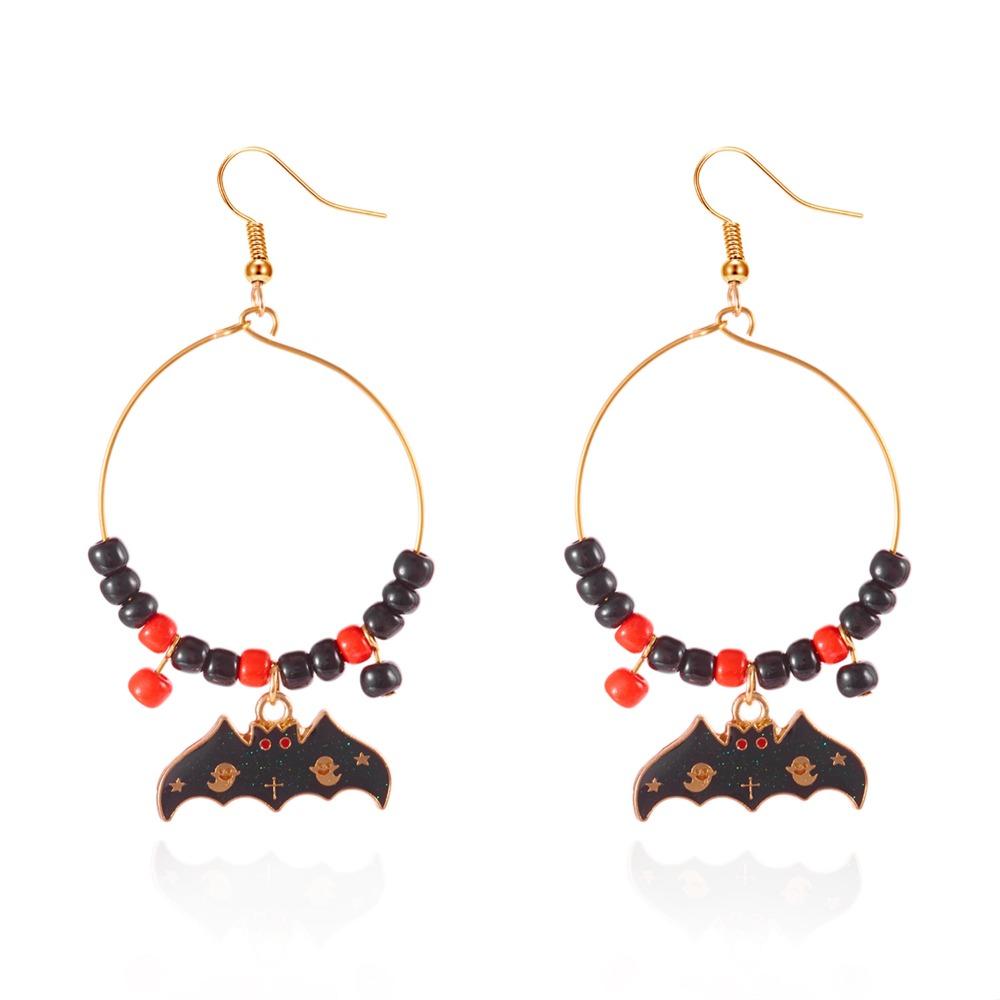 

Beads Halloween Earrings Skull Ghost Dangle Earrings Jewelry Pumpkin Hoop Earrings Hipster Style C