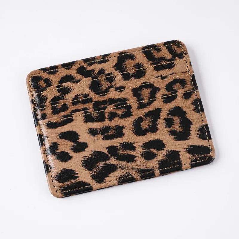 PU Leather Business Id Credit Card Holder Case Bank Bus Card Cover Purse Unisex Classics Leopard Print Card Wallet Bags