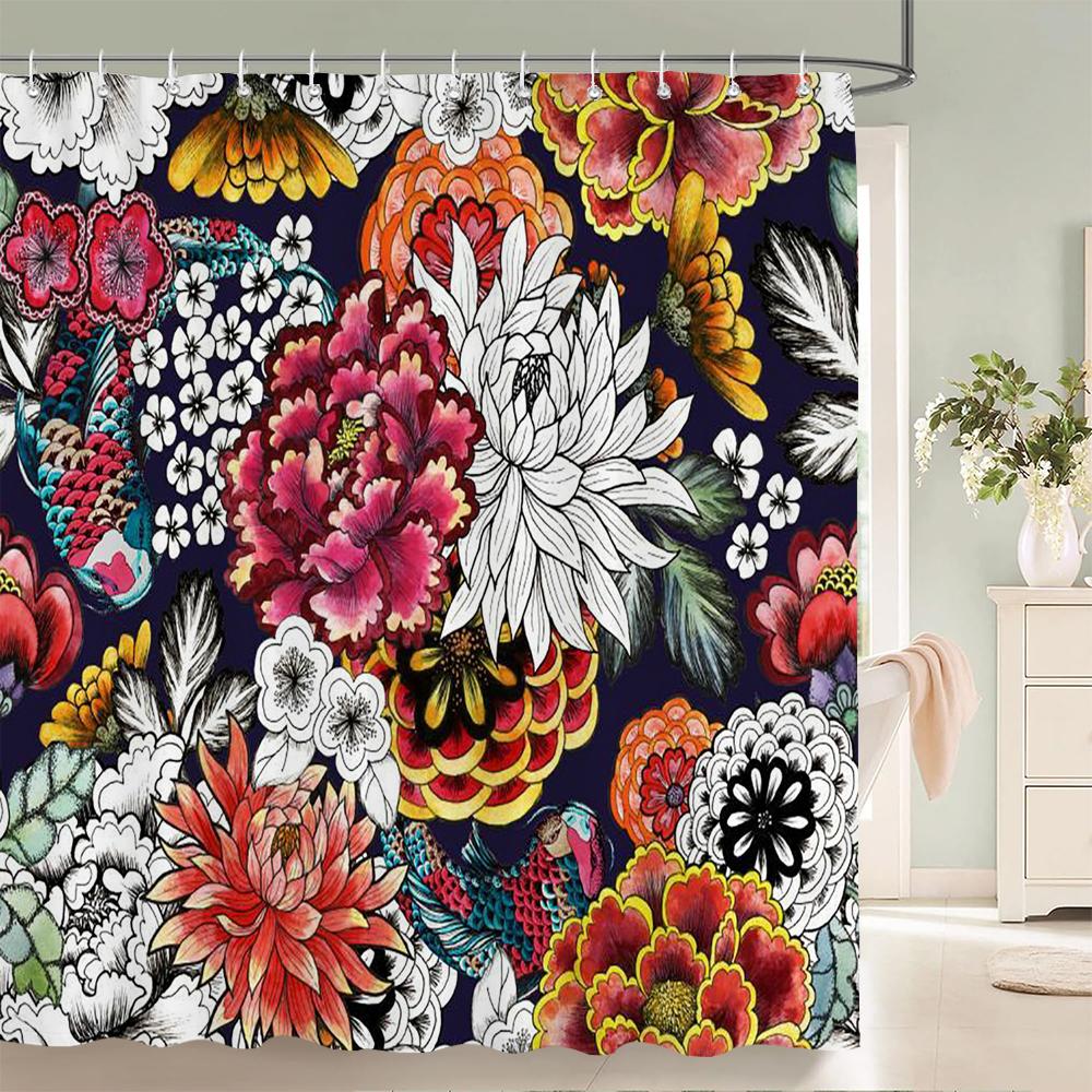 Waterproof Flower Leaves Shower Curtain For Bathroom Bath Curtains 3D Print Polyester Fabric Decor Multi-Size Shower Curtains