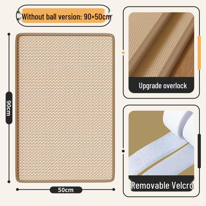 Wear-Resistant Sisal Cat Scratcher Mat - Lint-Free Wall Protector & Cat Claw Board