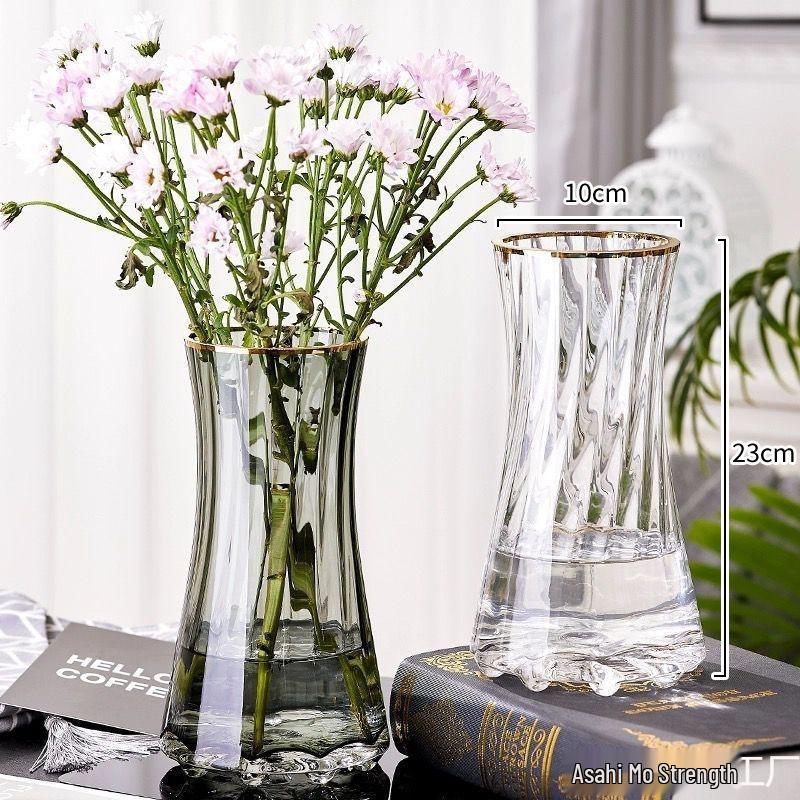 Light Luxury Nordic Glass Vase for Hydroponic Lily Flower Arrangement