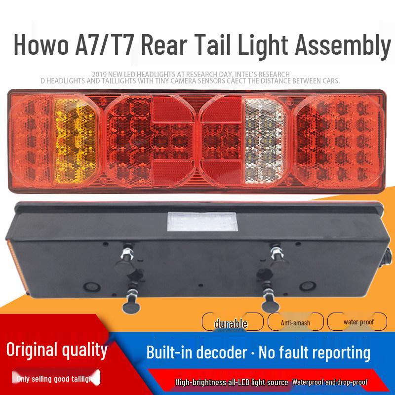 Suitable Rear Tail Light Assembly for Sinotruk Howo A7/T7/T7H & Shacman C7H, Waterproof Brake Light/Combination Light.