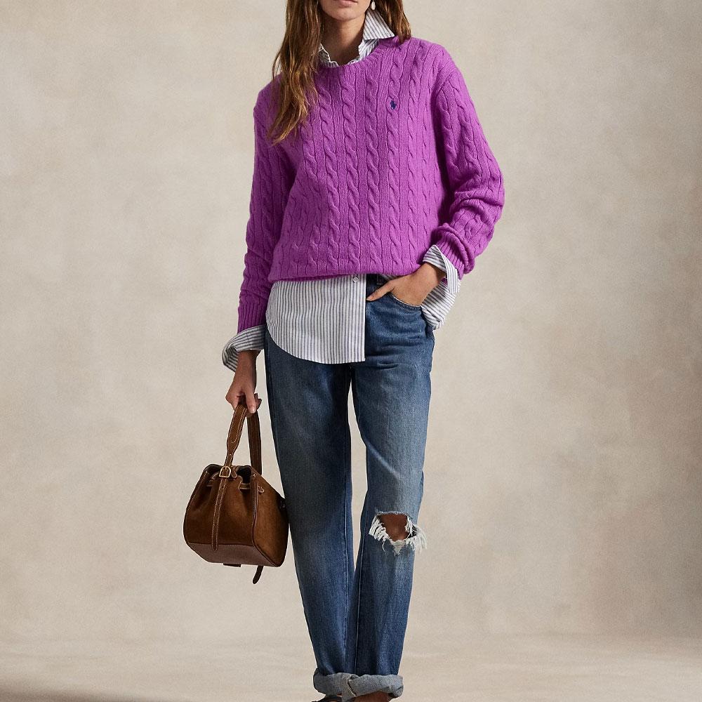 Polo Ralph Lauren Dropped Shoulder Round Neck Ribbed Cuff Sweater Women sweater 211972115-003