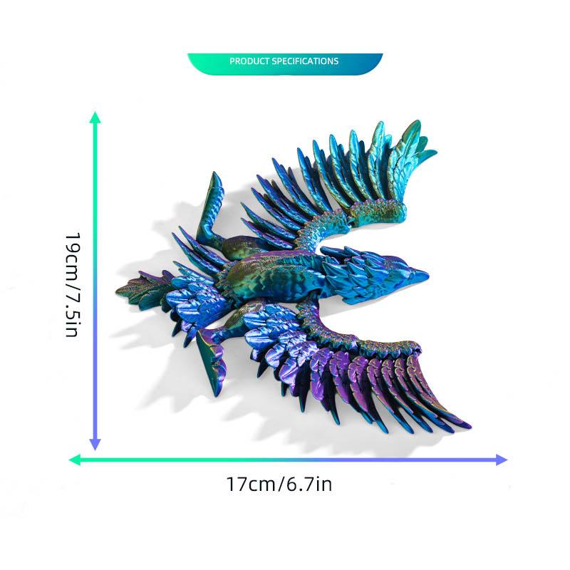 17cm 3D Printing Simulation Everlasting Bird Toy Chinese Mythical Animal Bird Joints Movable Desktop Decorative Creative Gifts