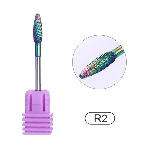 Brocas de Unha com Revestimento Arco-Íris Brocas de Metal Duro Brocas Rotativas Acessórios de Broca Manicures Ferramentas Elétricas de Beleza para Unhas