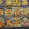 Yellow Jambhala Mahakala Thangka Pendant - Hand-painted Tibetan Gau with Eight Guardian Wealth Deities.