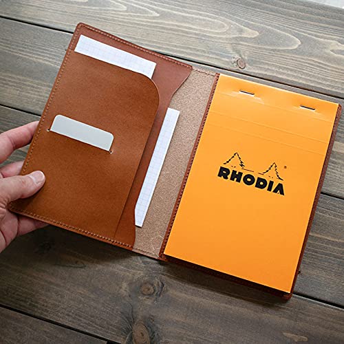 Rhodia No. 14 Horizontal Genuine Leather Cover (Made in Japan) with RHODIA 14 Notepad (Green)