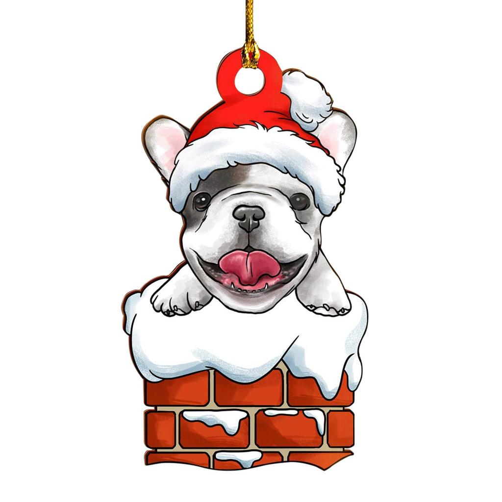 Christmas Dog Ornament Acrylic Christmas Tree Hanging Pendant Sign Statue Decorations 2023 New Year Gift Party Supplies