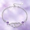 Charm Female White Purple Zircon Stone Skeleton Heart Bracelet Silver Color Adjustable Wedding Jewelry For Women