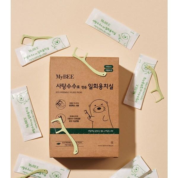Mybee Disposable dental floss made from sugarcane, single item, 1 piece, 150 pieces