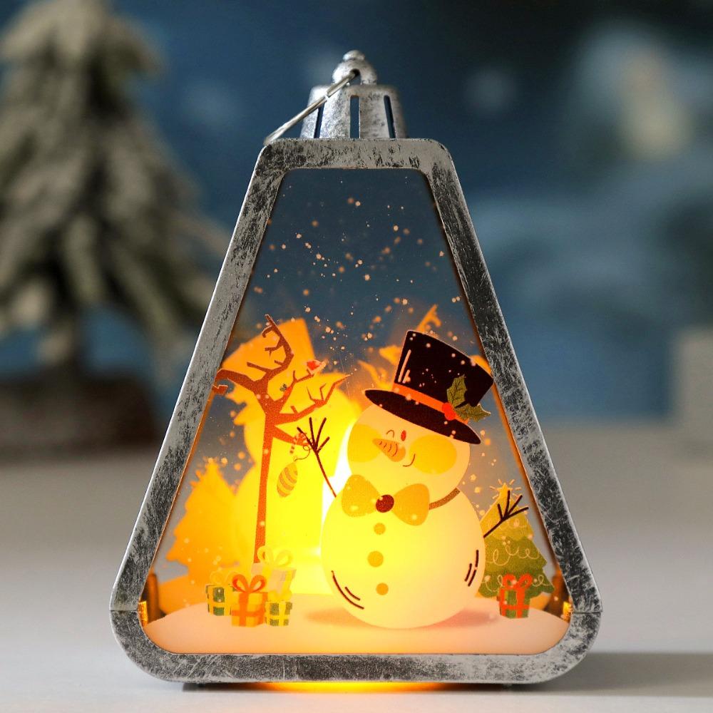 Soft Glowing Christmas Lantern Decor Vintage Style LED Glowing Decoration Window Sill Decor