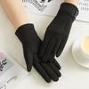 Five Finger Full Finger Mittens Korean Style Cycling Driving Gloves Simple Velvet Gloves  Girls