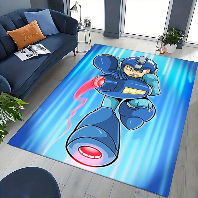1pc Mega Man Anime Cartoon Design Office Chair Mat Non-Slip Carpet for Home Decor, Suitable for Office, Living Room, Bedroom, Game Room - Perfect Gift