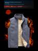 Men's Large-Size Polar Fleece Vest - Thick, Warm, Stand Collar for Spring & Autumn.