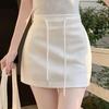Elegant Mature Women's Solid Color High Waist Drawstring Bodycon Skirt-Pants
