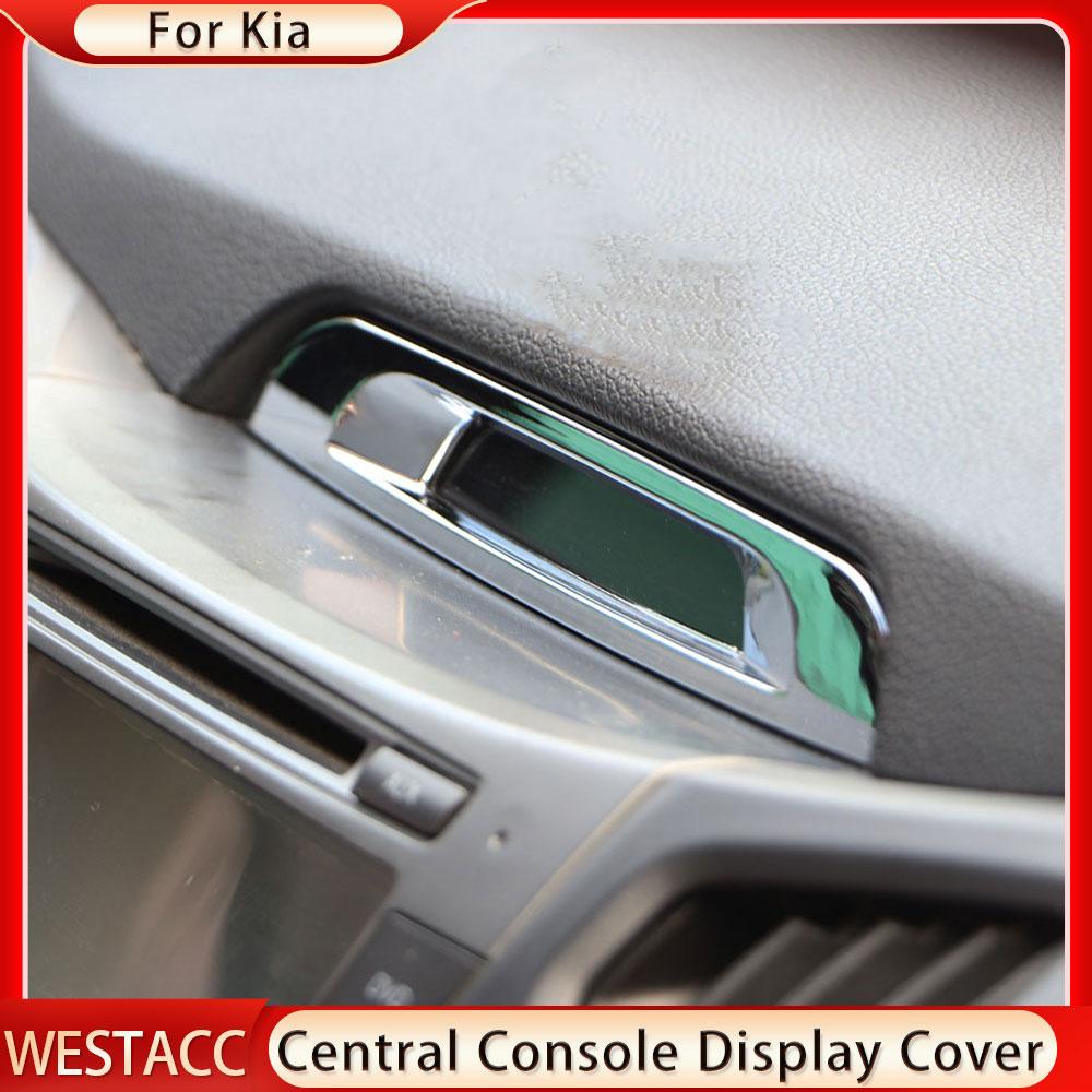 Abs chrome console central do carro display capa decoração adesivo guarnição para kia sportage r 2011 2012 2013 2014 2015