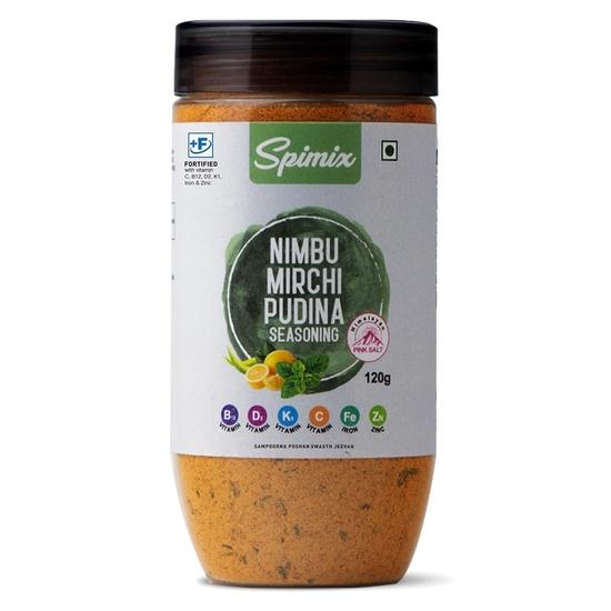 SPIMIX Zitrone Chili Minze Würzmischung | 120g | Gesünder gemacht mit Vitamin B12 & D und Himalaya-Rosa Salz | Pikantes & Scharfes Chaat Masala