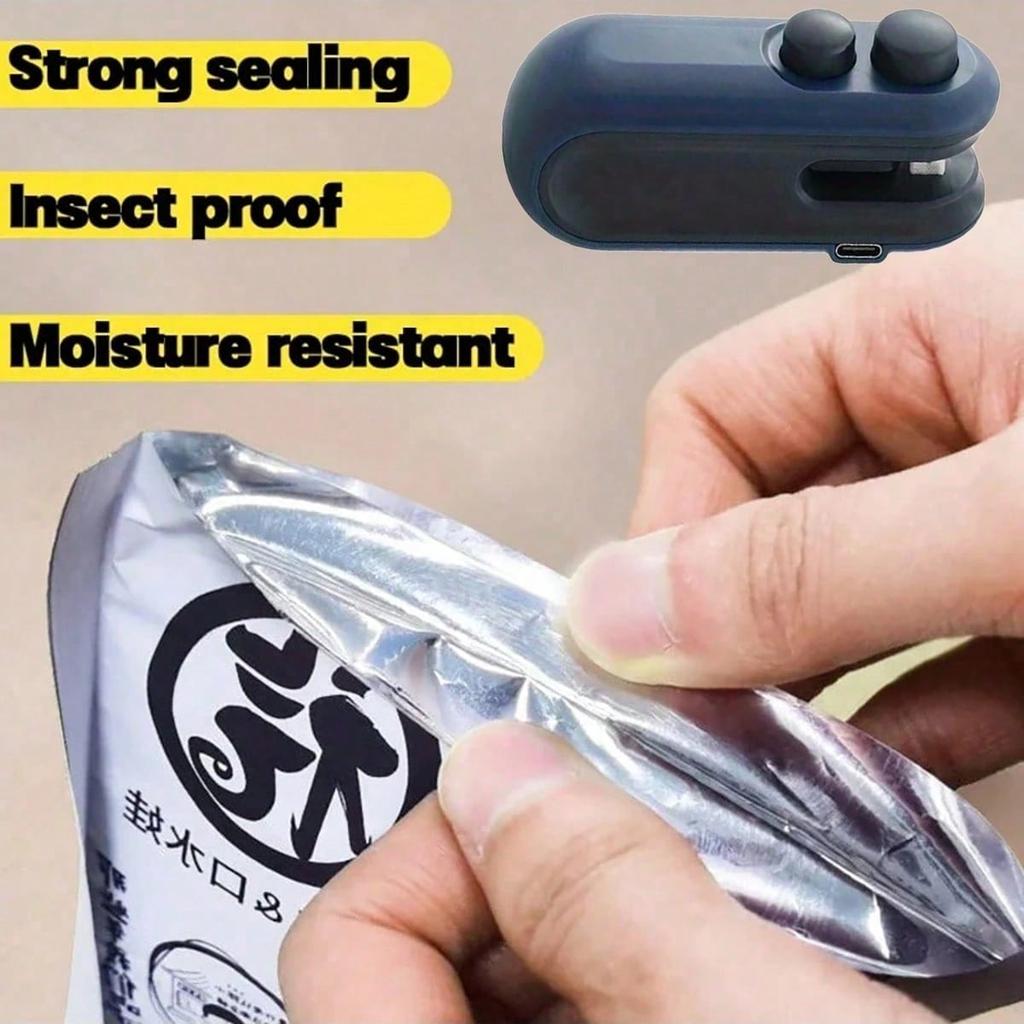 Mini SnacksBag Sealer, Rechargeable 2 In 1 Bag Heat Sealer With Cutter For Chip, Plastic Bag Re-Sealer Keep Food Fresh