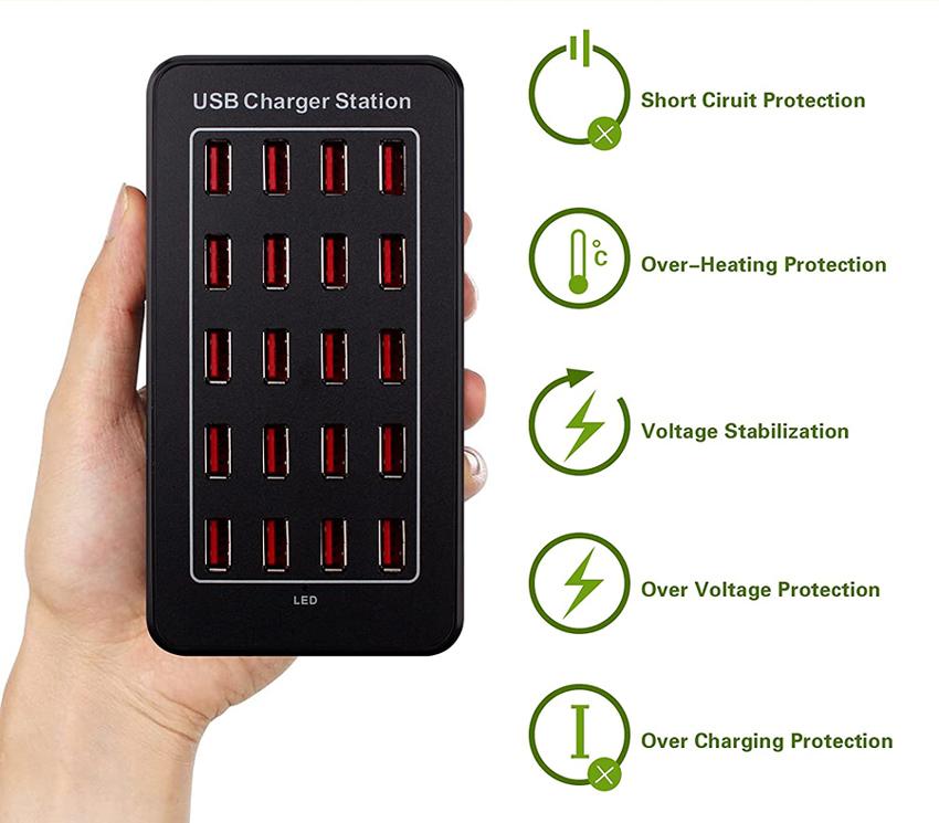 Hot Sales 5V 30A 150Watt Smart Charging Station 25 Ports USB Charger Usb Hub Fast Usb Charger Hub for Mobile Phones Tablet