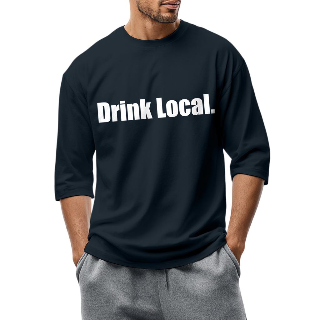 Men's fashionable casual round-neck three-quarter sleeve top T-shirt