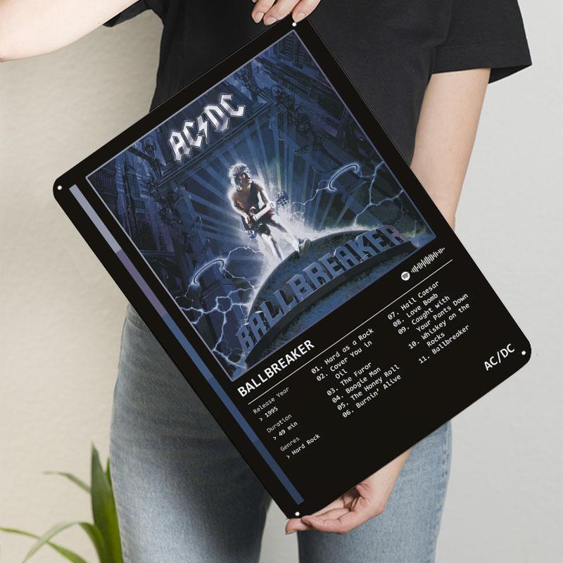 Ballbreaker (1995) Album By AC/DC Metal Signs Guitar Poster Bathroom Decor Custom Tinplate Sign for Wall Art Decoration Retro