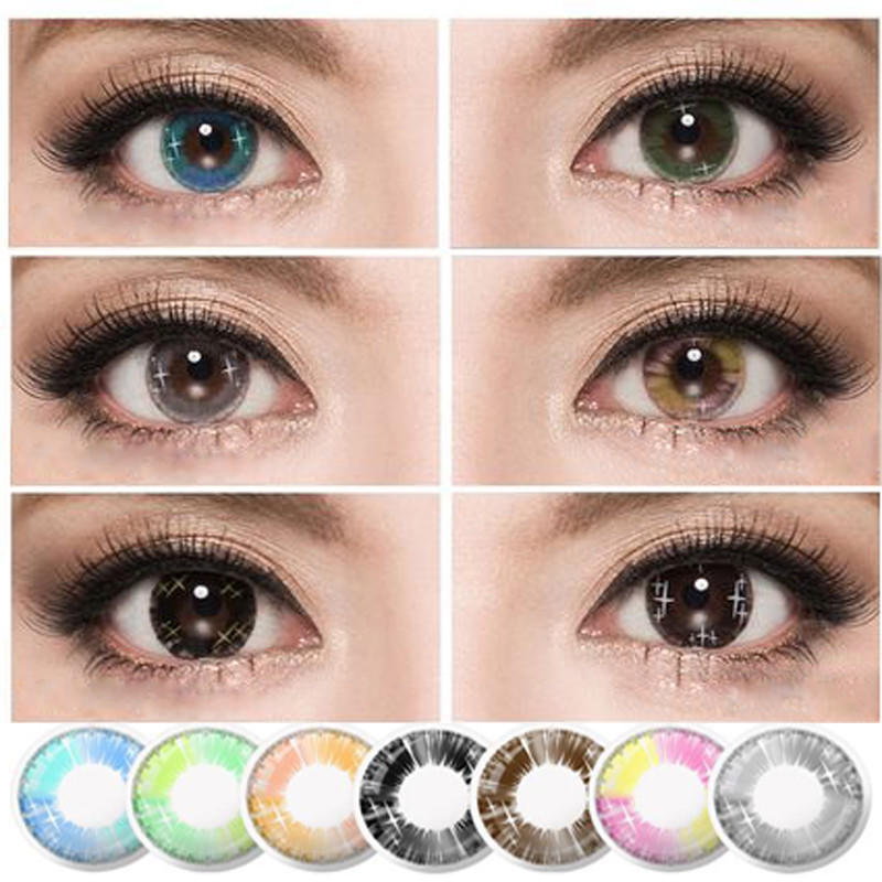 

1 пара красочные звезды плоды блестящие цветные контактные линзы косметической контакты