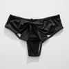 Women's Summer Silky Satin Bow Hollow Sexy Half Package Hip Low Waist Panties